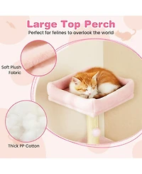 Sugift Cat Tree 58 Inch Multi-Level with Plush Wrapped Perch Dual Condos and Hanging Balls