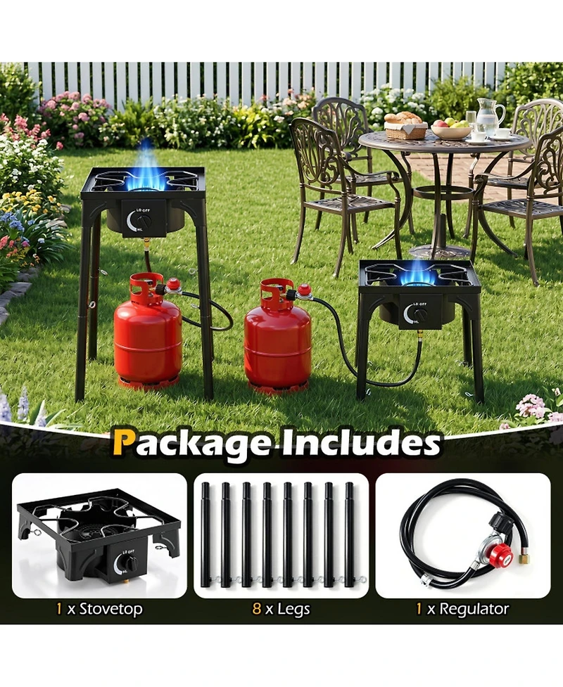 Sugift Single Burner Propane Camping Stove 80000 Btu with Adjustable Regulator and Hose for Outdoor Cooking