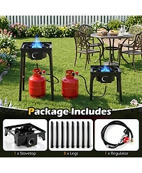 Sugift Single Burner Propane Camping Stove 80000 Btu with Adjustable Regulator and Hose for Outdoor Cooking