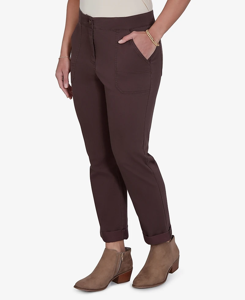 Ruby Rd. Petite Enzyme Wash Straight-Leg Cropped Pants