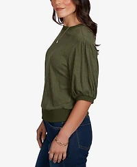 Ruby Rd. Petite Rosette Textured Knit Top
