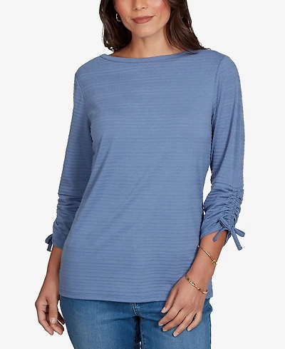 Ruby Rd. Petite Ottoman 3/4-Sleeve Boat Neck Top