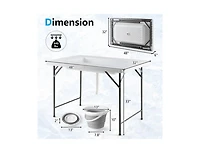 Boyel Living 4 Feet Folding Ice Bin Table with Skirt for Camping Picnic Wedding with Ice Bucket