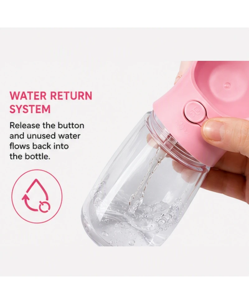 Portable Dog Water Bottle, 12 oz (350 ml), Leak-Proof Pet Water Dispenser with Drinking Bowl, Bpa-Free, One-Touch Water Return