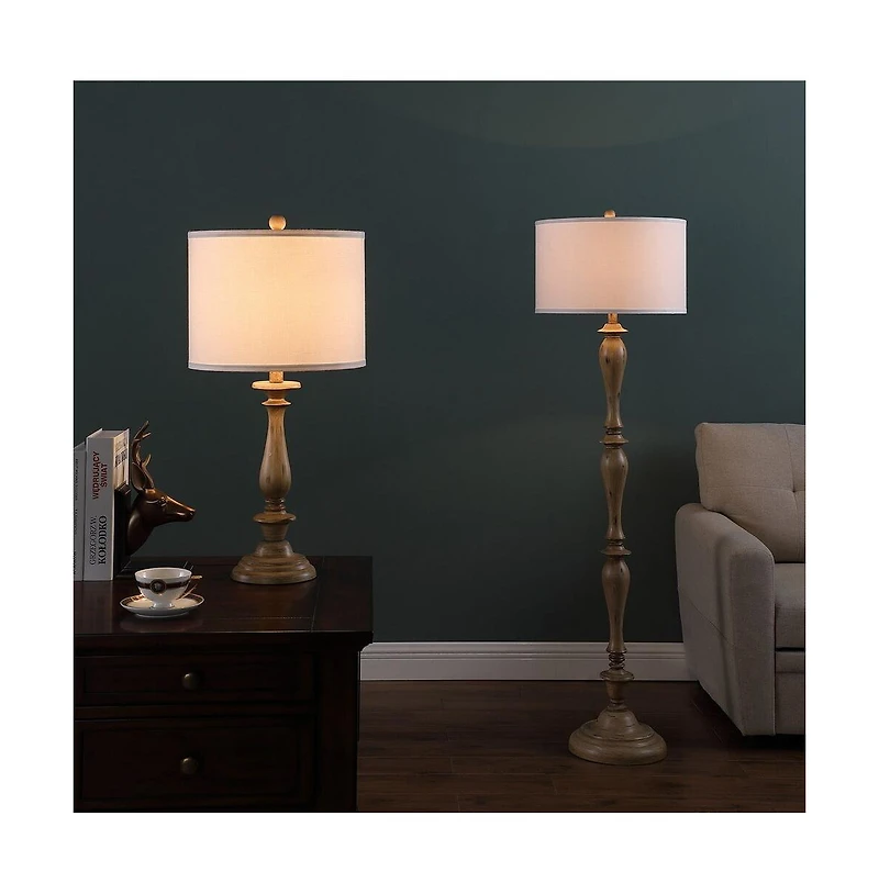 27.5" In Coastal Wood Effect Polyresin Table Lamp