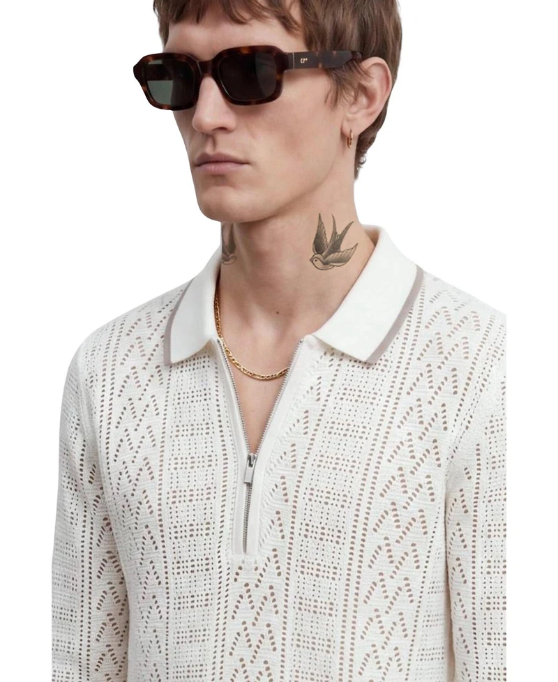 Twisted Tailor Men's Oscar Tipped Crochet Cotton Polo Shirt