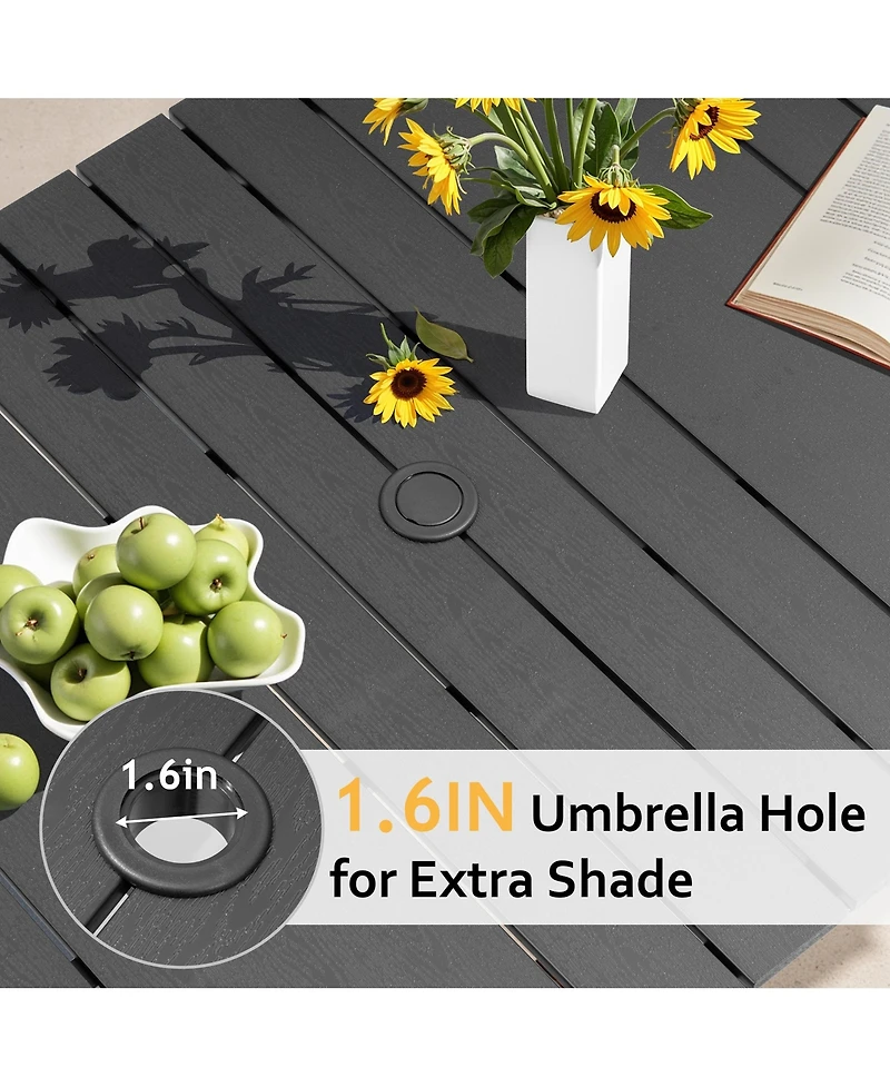 Pellebant Outdoor Patio Rectangle Dining Table with Umbrella Hole