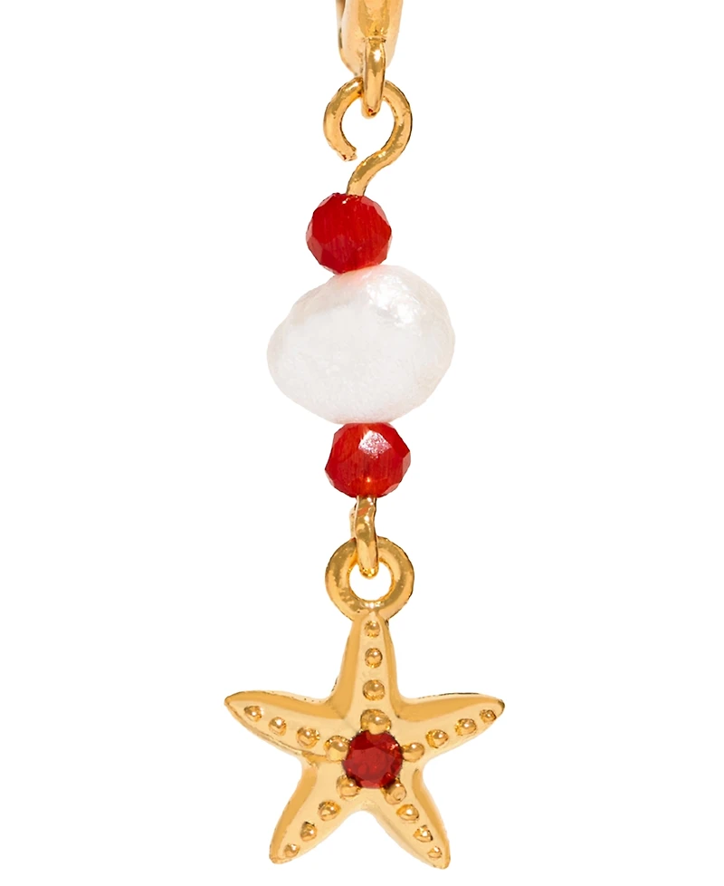 Girls Crew Crystal Starfish Beaded Dangle Hoop Earrings