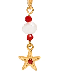 Girls Crew Crystal Starfish Beaded Dangle Hoop Earrings