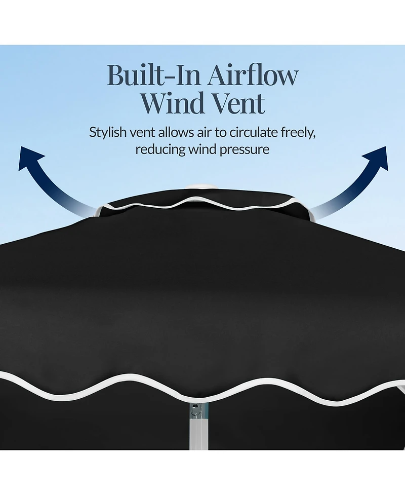 Best Choice Products 7.5feet Patio Market Umbrella with Wavy Trim, Fade-Resistant, Crank and Tilt