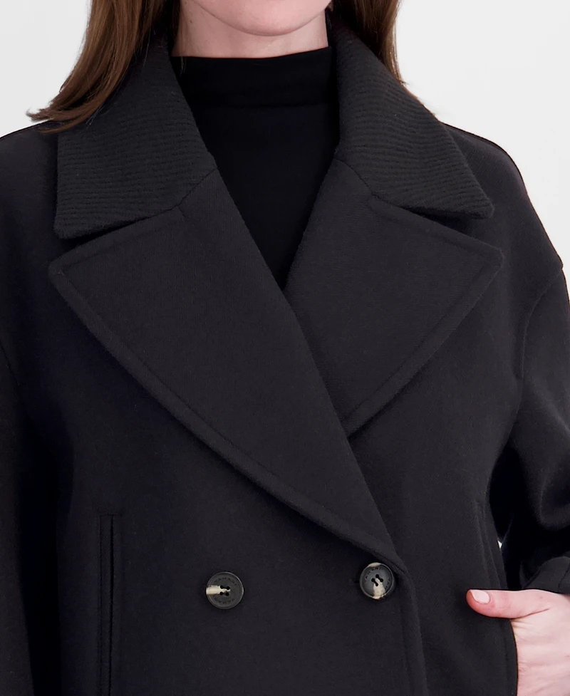 Tahari Women's Double-Breasted Notch-Collar Cropped Coat
