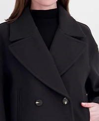 Tahari Women's Double-Breasted Notch-Collar Cropped Coat