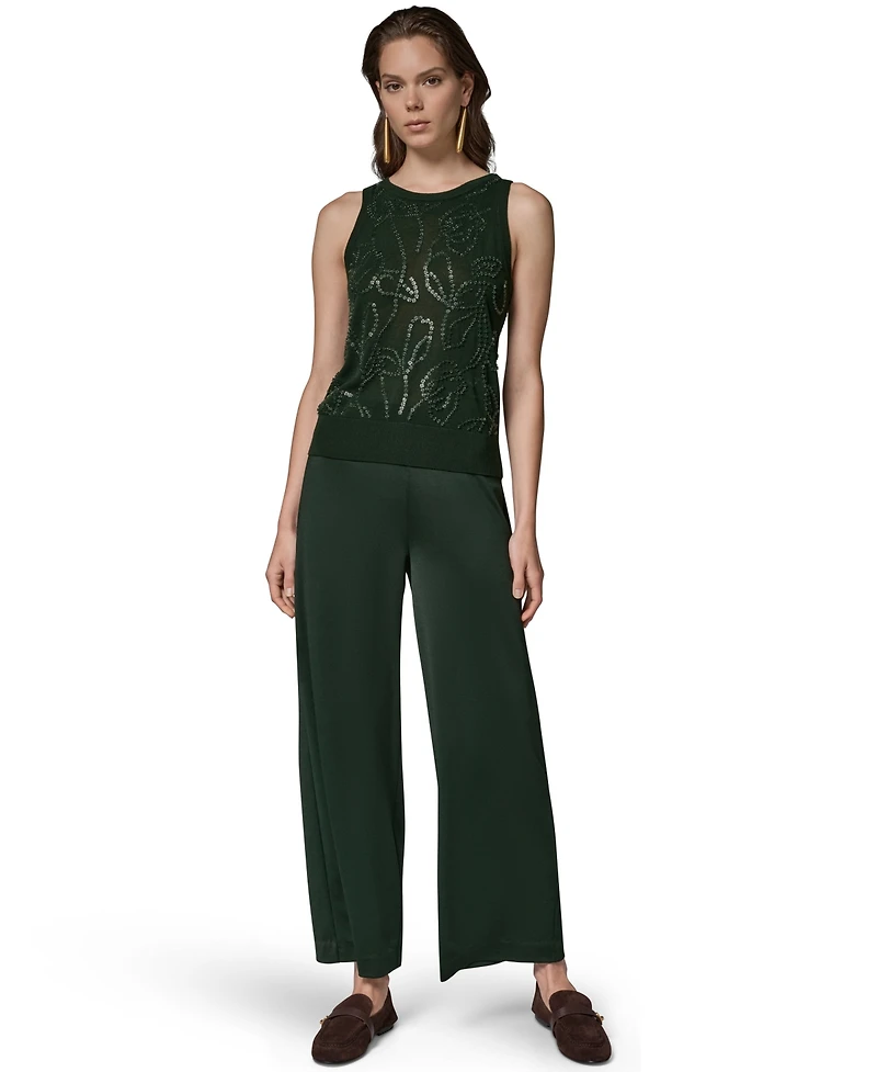 Donna Karan New York Women's Beaded Crewneck Sleeveless Tank