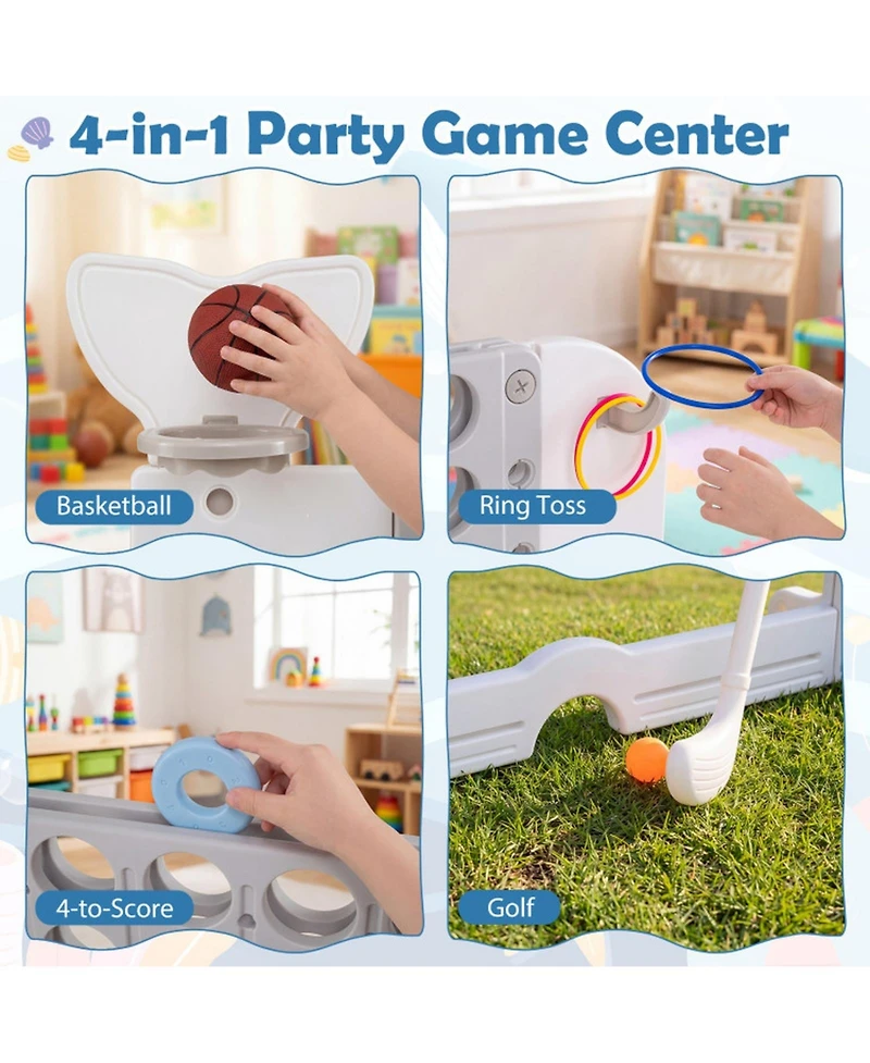 Sugift 4-in-1 Giant 4-to-Score Yard Game Set, Adjustable Height, 55" x 18.5" x 42.5", Ages 5+