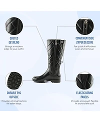 Spring Step Maiza Waterproof Quilted Rain Boots with Faux Fur Lining and Zipper Closure