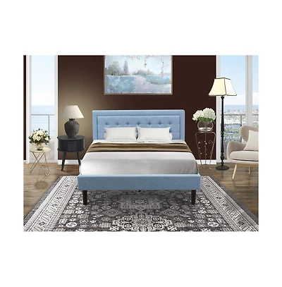 East West Furniture FN11Q-1GO15 2-Piece Platform Bedroom Furniture Set with 1 Platform Bed and a Wood Nightstand