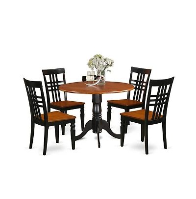 East West Furniture 5 Piece Dining room set with a Dining Table and 4 Dining Chairs