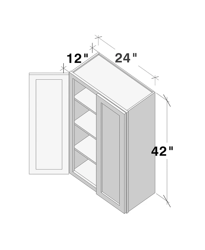 Boyel Living 24"x42" Standard Wall Cabinet 2 Door 3 Shelves, Ready to Assemble Kitchen with Solid Wood Frame, Soft-Close Slides and Hinge