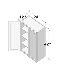 Boyel Living 24"x42" Standard Wall Cabinet 2 Door 3 Shelves, Ready to Assemble Kitchen with Solid Wood Frame, Soft-Close Slides and Hinge