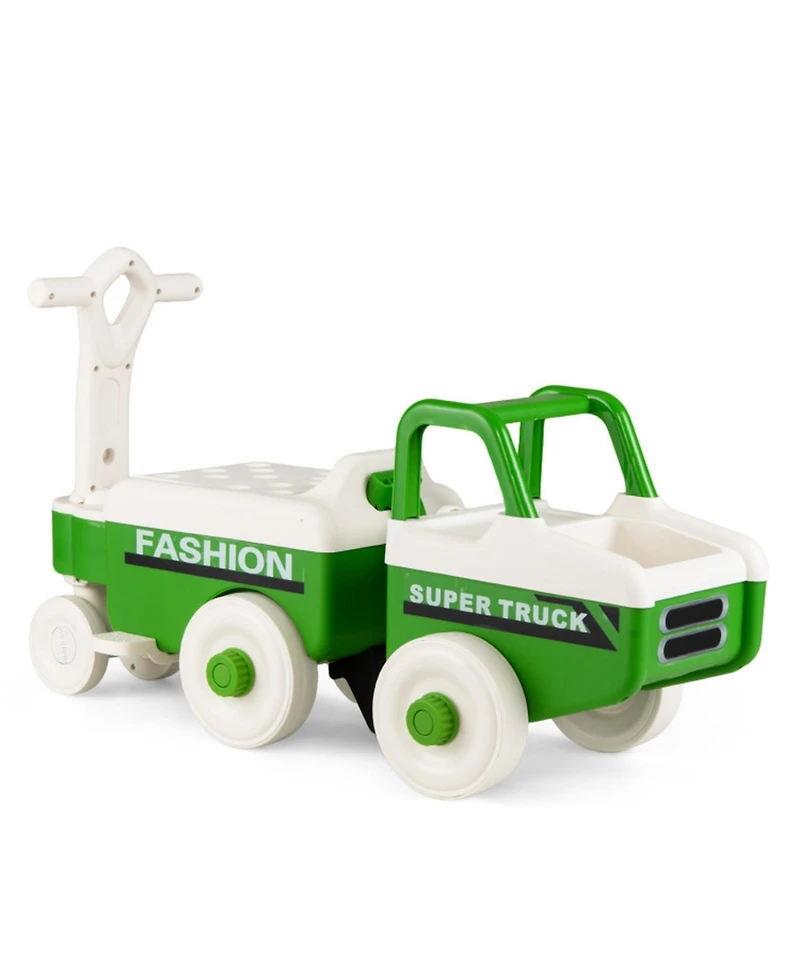 Hongge 4-in-1 Kids Ride-On Push Car with Music Trailer and Under-Seat Storage Ages 1.5-5