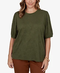 Ruby Rd. Plus Rosette Floral Side-Slit T-Shirt