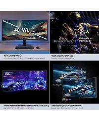 Samsung 40" Odyssey G7 G75 Wuhd Va Curved Computer Monitor, 180Hz
