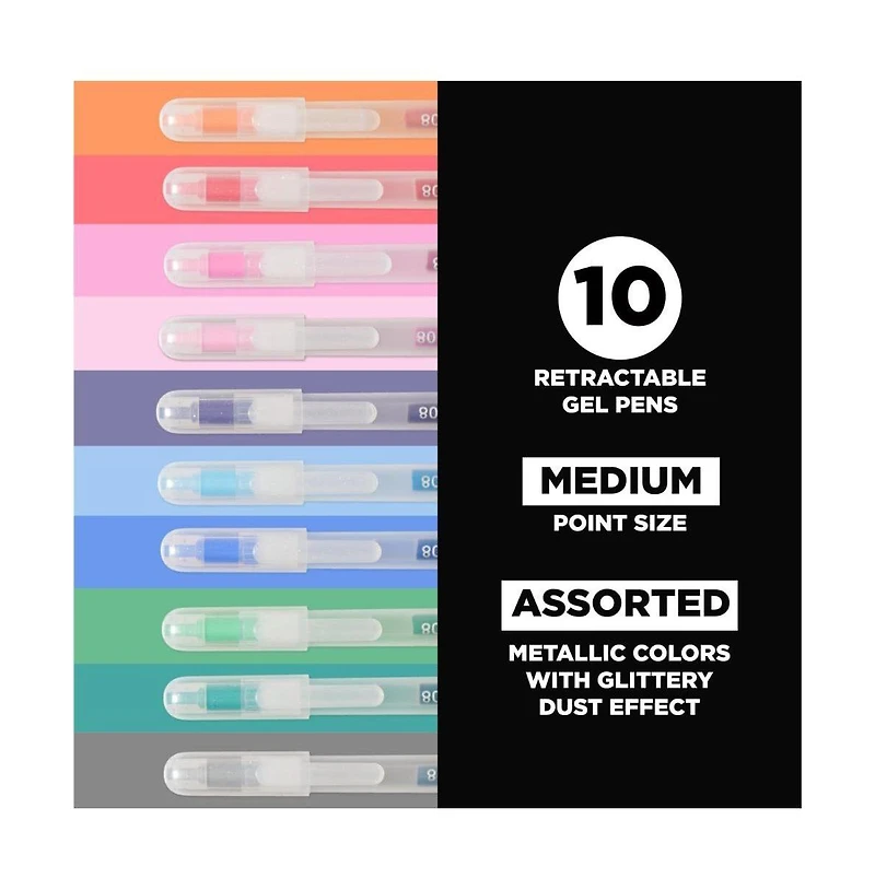 Sakura Gelly Roll Retractable Sparkle Set: 3 Stardust, 3 Metallic, 2 Blue & 2 Black