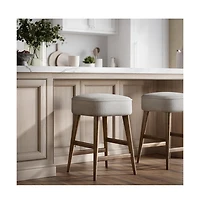 Jofran Wes Mid-Century Modern Boucle Upholstery Backless Counter Barstool (Set of 2