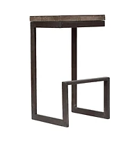 Porter Designs Cube Solid Mango Wood and Metal Bar Stool, Gray (Set of 2)