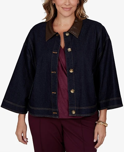 Ruby Rd. Plus Stretch 3/4-Sleeve Denim Jacket