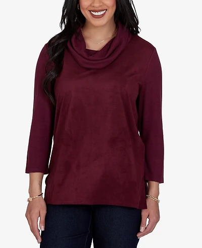 Ruby Rd. Plus 3/4-Sleeve Cowl Neck Top