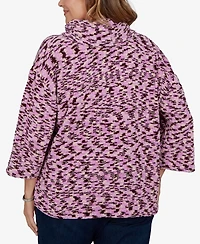 Ruby Rd. Plus Cowl Neck 3/4-Sleeve Spacedye Knit Top