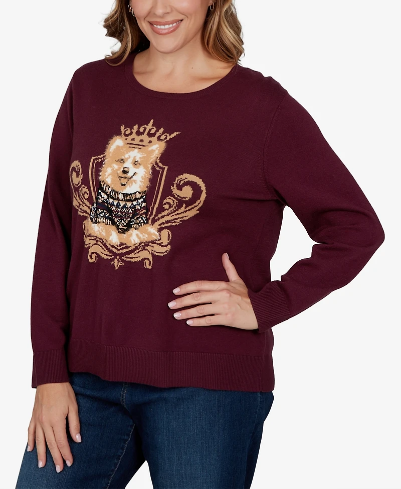 Ruby Rd. Plus Corgi Graphic Long-Sleeve Pullover