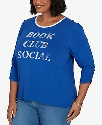 Ruby Rd. Plus Book Club Graphic Crewneck 3/4-Sleeve T-Shirt