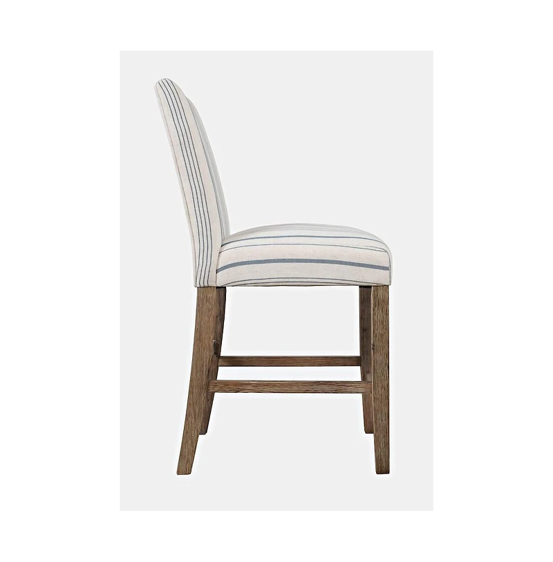 Jofran Eastern Tides Coastal Wire-Brushed Wood Upholstered Parsons Barstool (Set of 2)