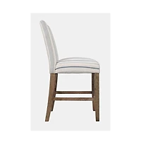 Jofran Eastern Tides Coastal Wire-Brushed Wood Upholstered Parsons Barstool (Set of 2)