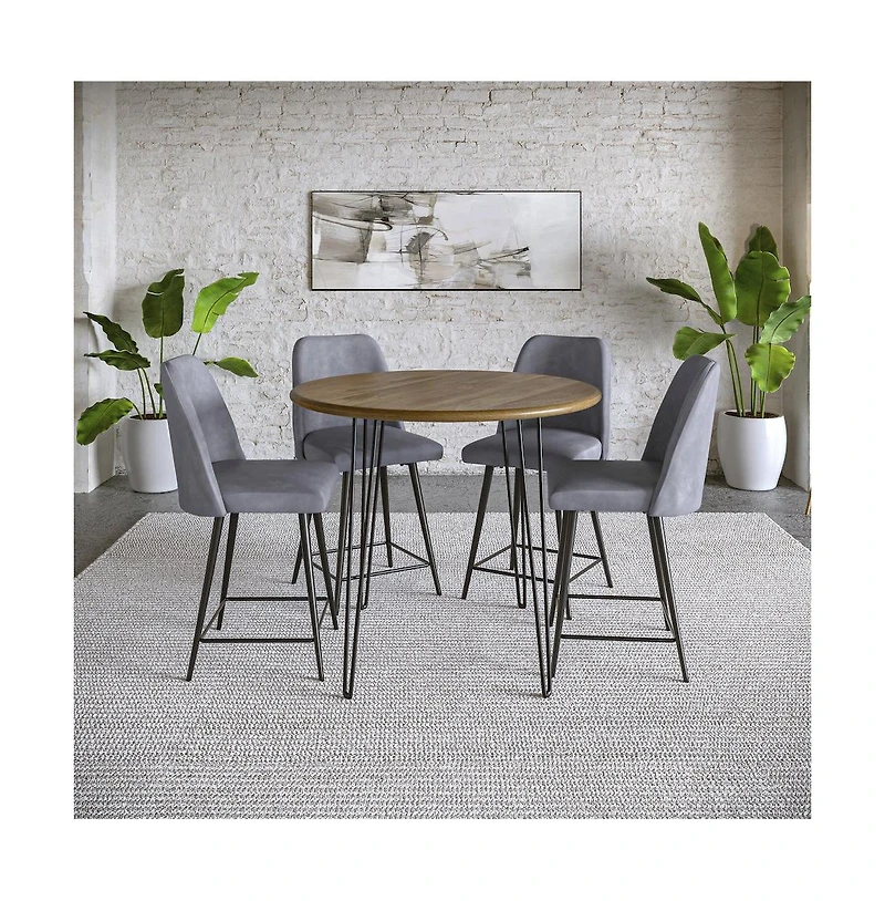 Jofran Mid-Century Modern Faux Leather Upholstered Counter Height Barstool (Set of 2
