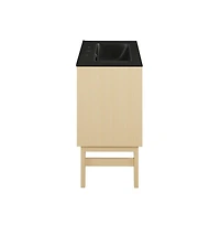 Swiss Madison 24" Freestanding Bathroom Vanity in Natural Oak, Black 3-Hole Centerset Sink Top