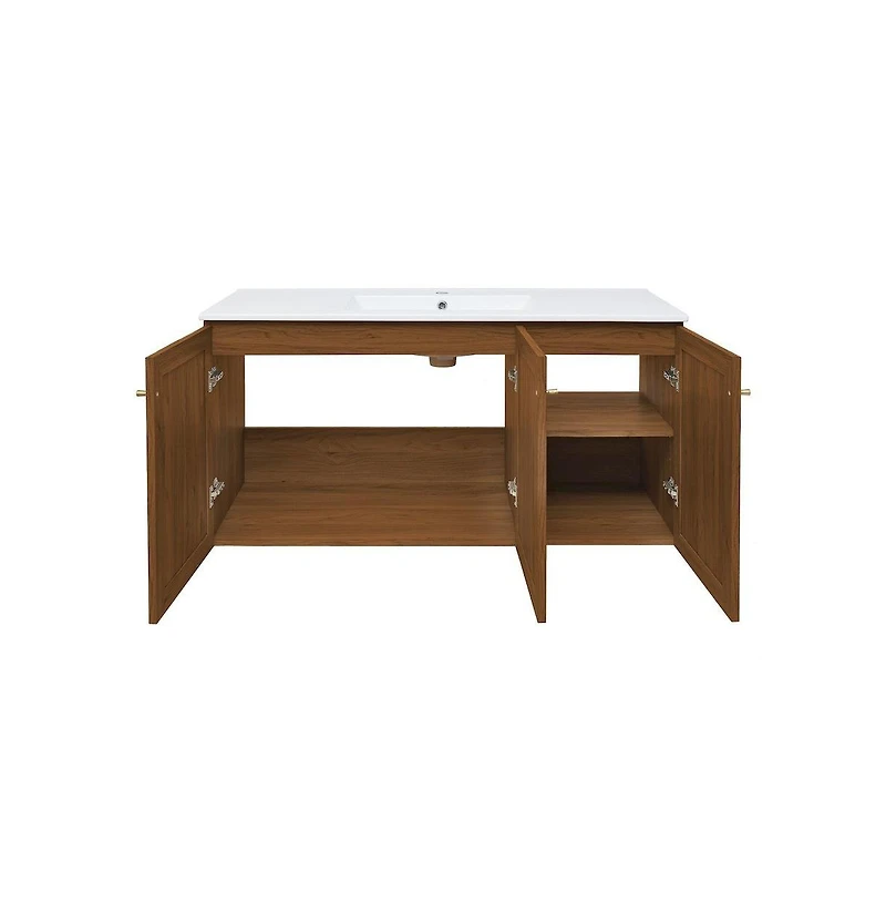 Swiss Madison Classe 48" Wall-Mounted Bathroom Vanity in Brown Oak