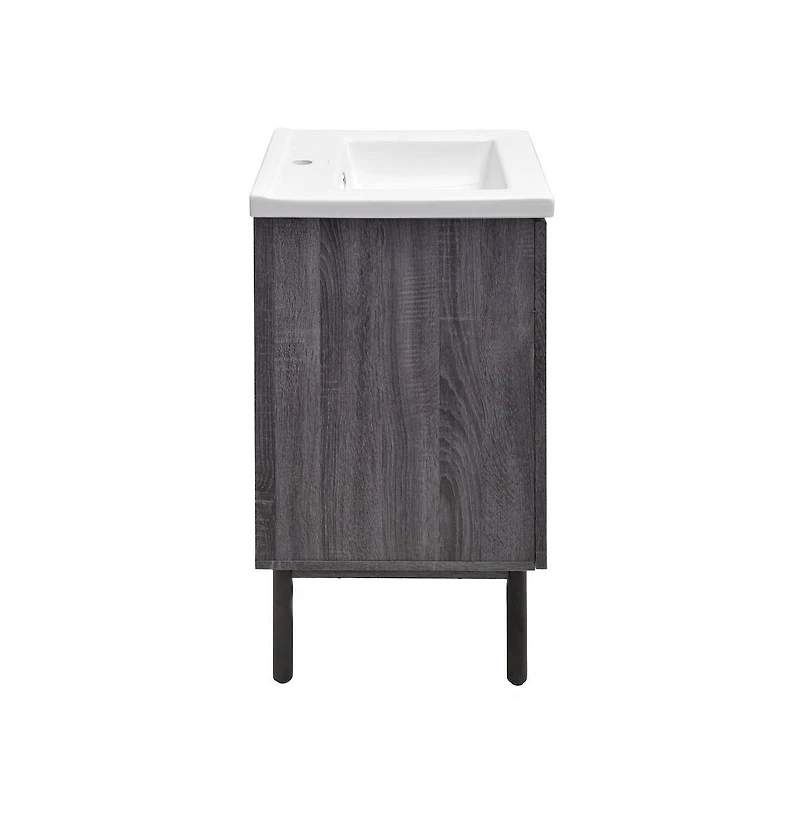 Swiss Madison Classe 18" Freestanding Bathroom Vanity in Black Oak with Sink Top