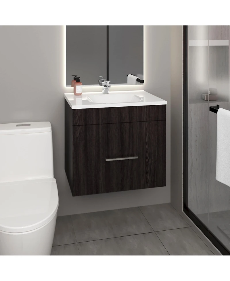 Tuhome One door Batroom Vanity Hatta Black Mdf