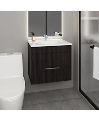 Tuhome One door Batroom Vanity Hatta Black Mdf
