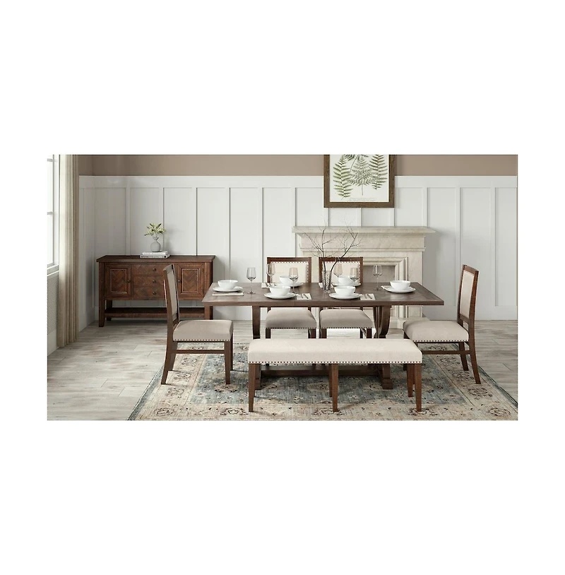 Jofran Fairview Transitional 52" Backless Upholstered Dining Bench