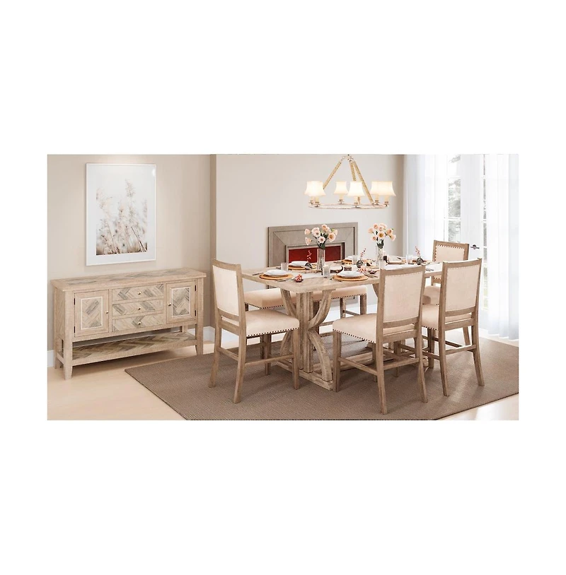 Jofran Fairview Transitional 52" Backless Upholstered Counter Height Bench