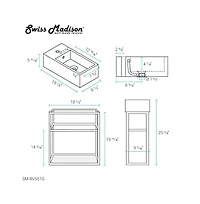 Pierre 19.5 Single, Open Shelf, Gold Metal Frame Bathroom Vanity