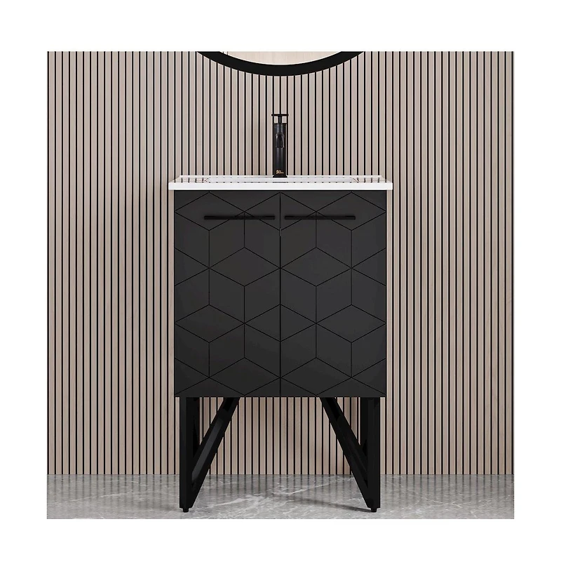 Swiss Madison Annecy 24" Freestanding Bathroom Vanity in Phantom Black with Sink Top