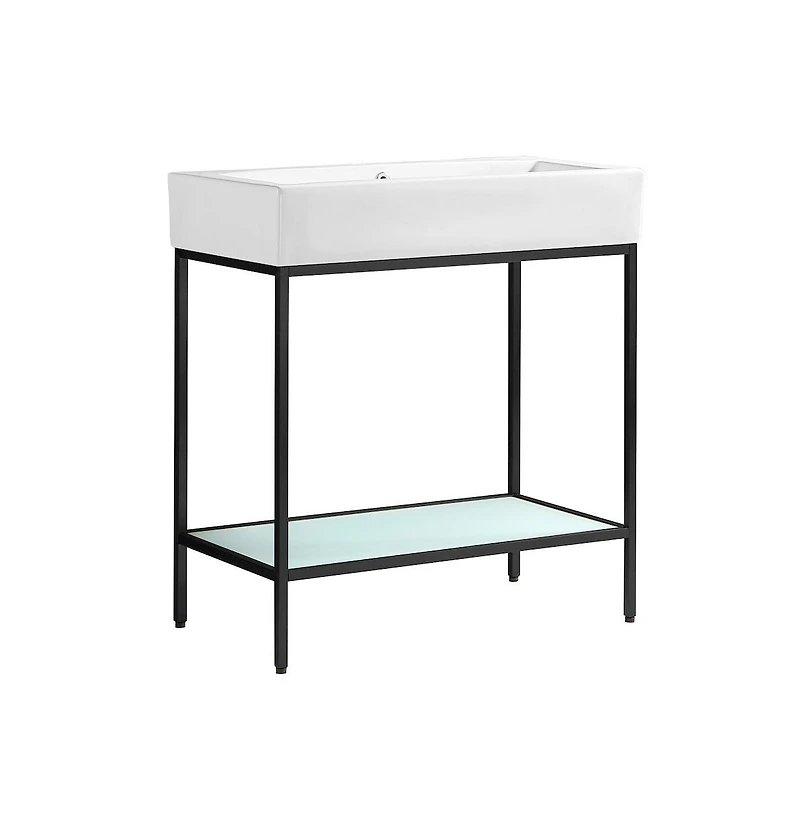 Swiss Madison Pierre 32" Open Shelf Black Frame Freestanding Bathroom Vanity with Sink Top