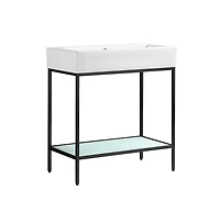 Swiss Madison Pierre 32" Open Shelf Black Frame Freestanding Bathroom Vanity with Sink Top