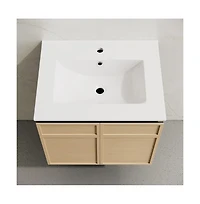 Swiss Madison St. Tropez 24" Wall-Mounted Bathroom Vanity in Natural Oak with Sink Top