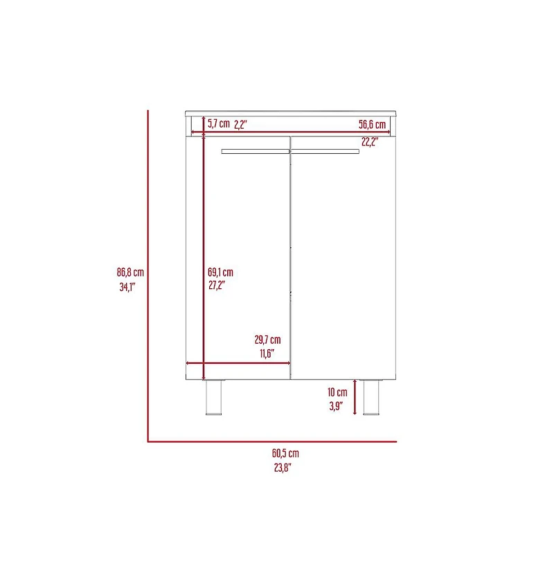 Tuhome Khari 24"" Bathroom Vanity White Mdf